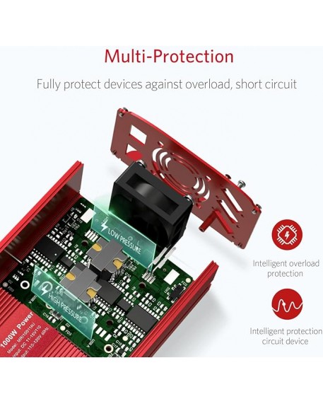 BESTEK 2-Outlet 1000W Car Power Inverter DC 12V to AC 110V with PD 30W USB C and QC 18W